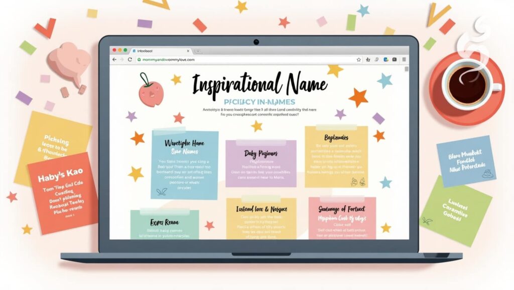 What types of inspirational name lists are featured on itemommyandlove.combaby-names?